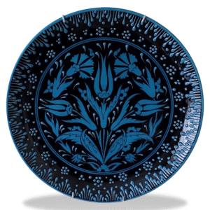 Iznik Ceramic Plate - Midnight Tulip Design